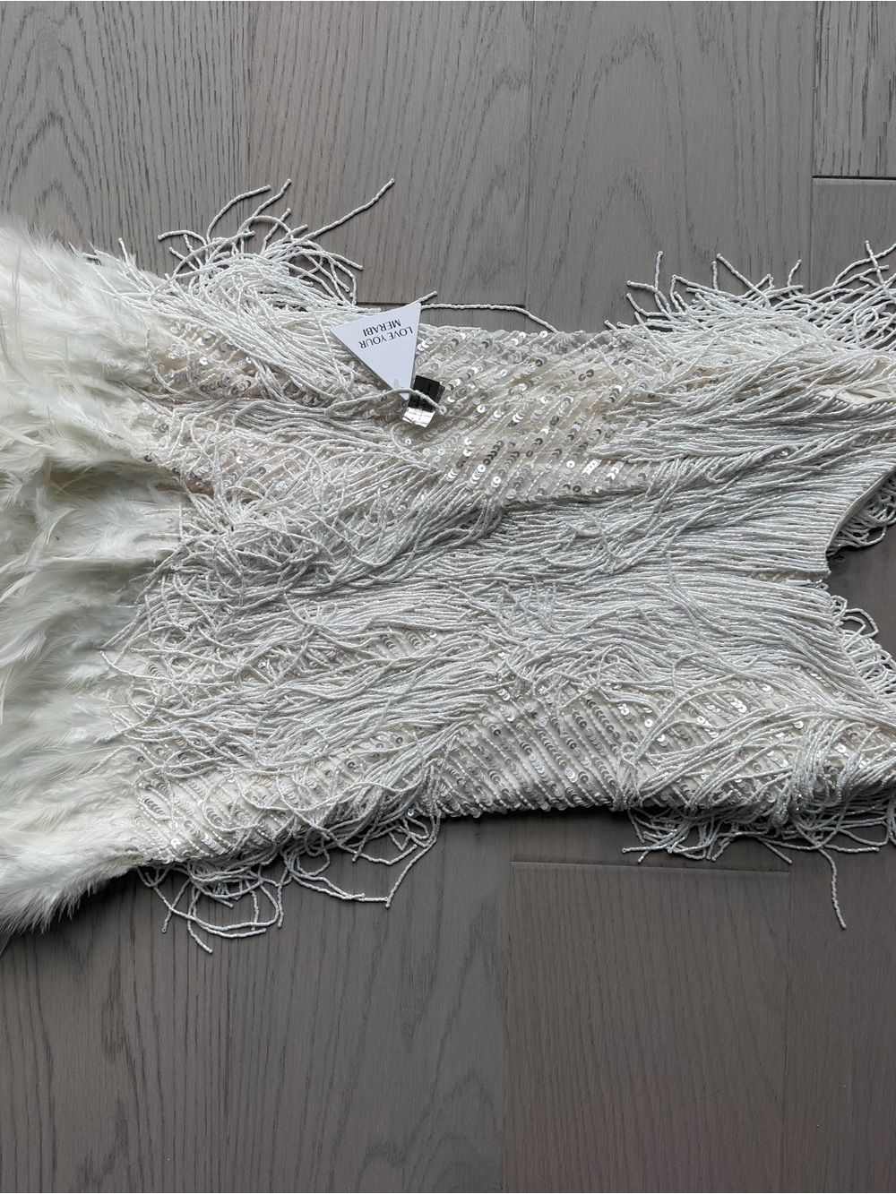 Nadine Merabi Lottie Fringe Feather Minidress - Picture 5 of 6